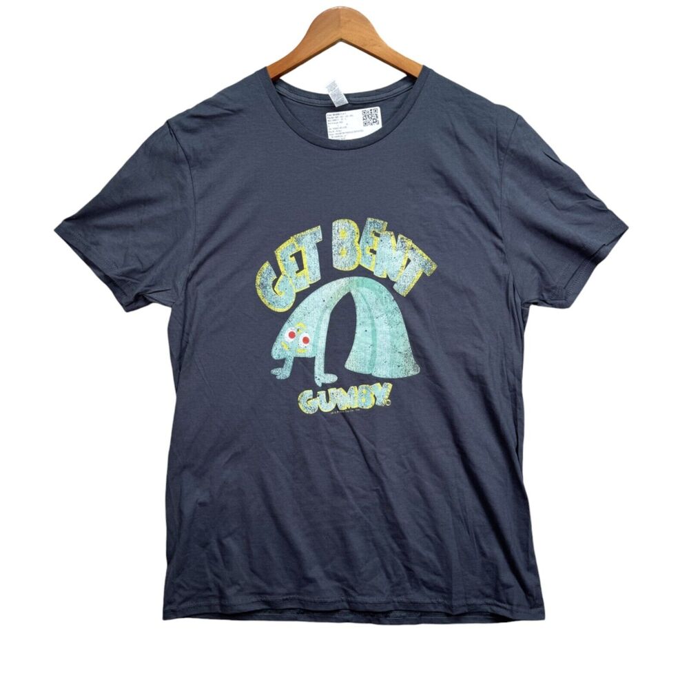 Gumby Get Bent Pokey Show 50s Art Clokey Indie Hipster Gray Men's T-Shirt L